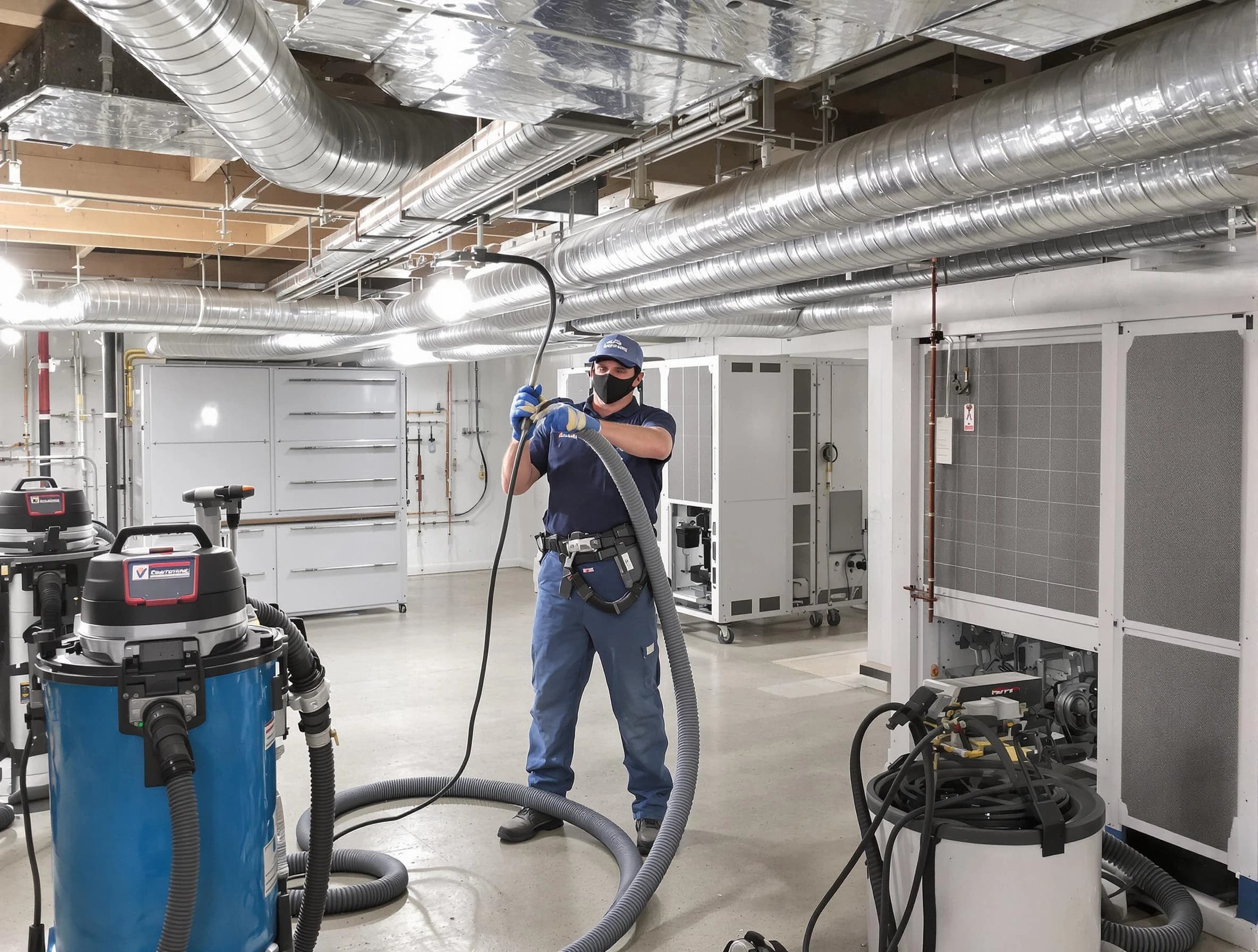 Superior Air Duct Cleaning specialist performing thorough central air duct cleaning for improved system efficiency in Superior
