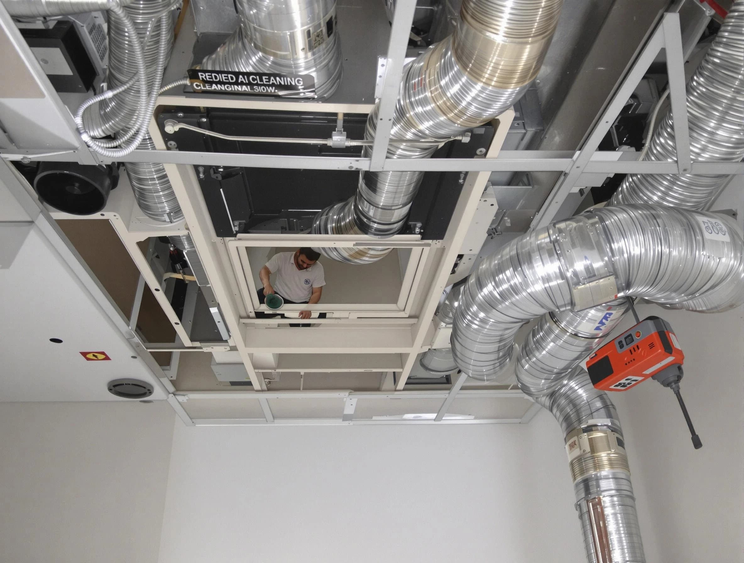 Superior Air Duct Cleaning technician performing detailed central duct system cleaning in Superior