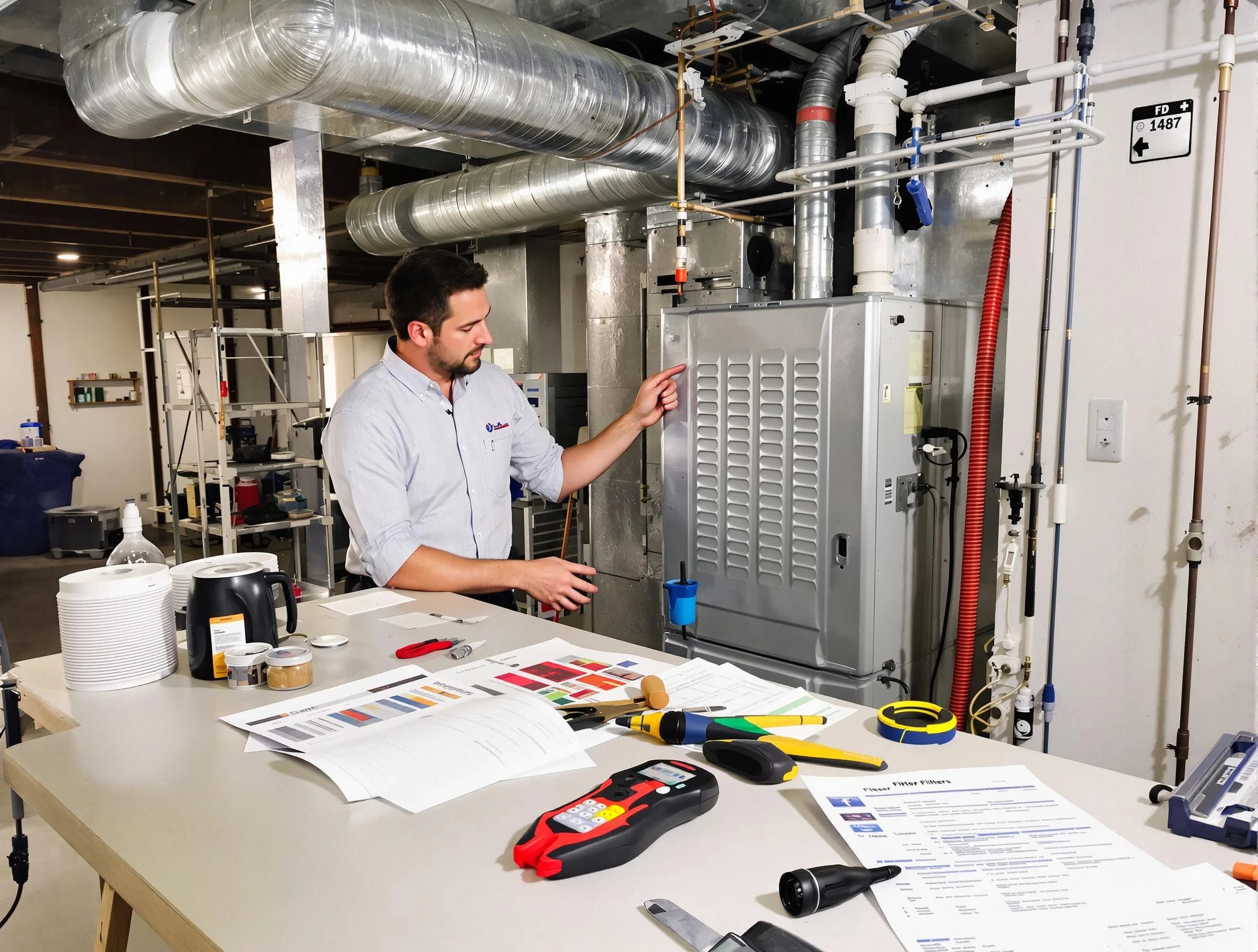 Superior Air Duct Cleaning inspector conducting detailed filter system evaluation using professional diagnostic tools in Superior