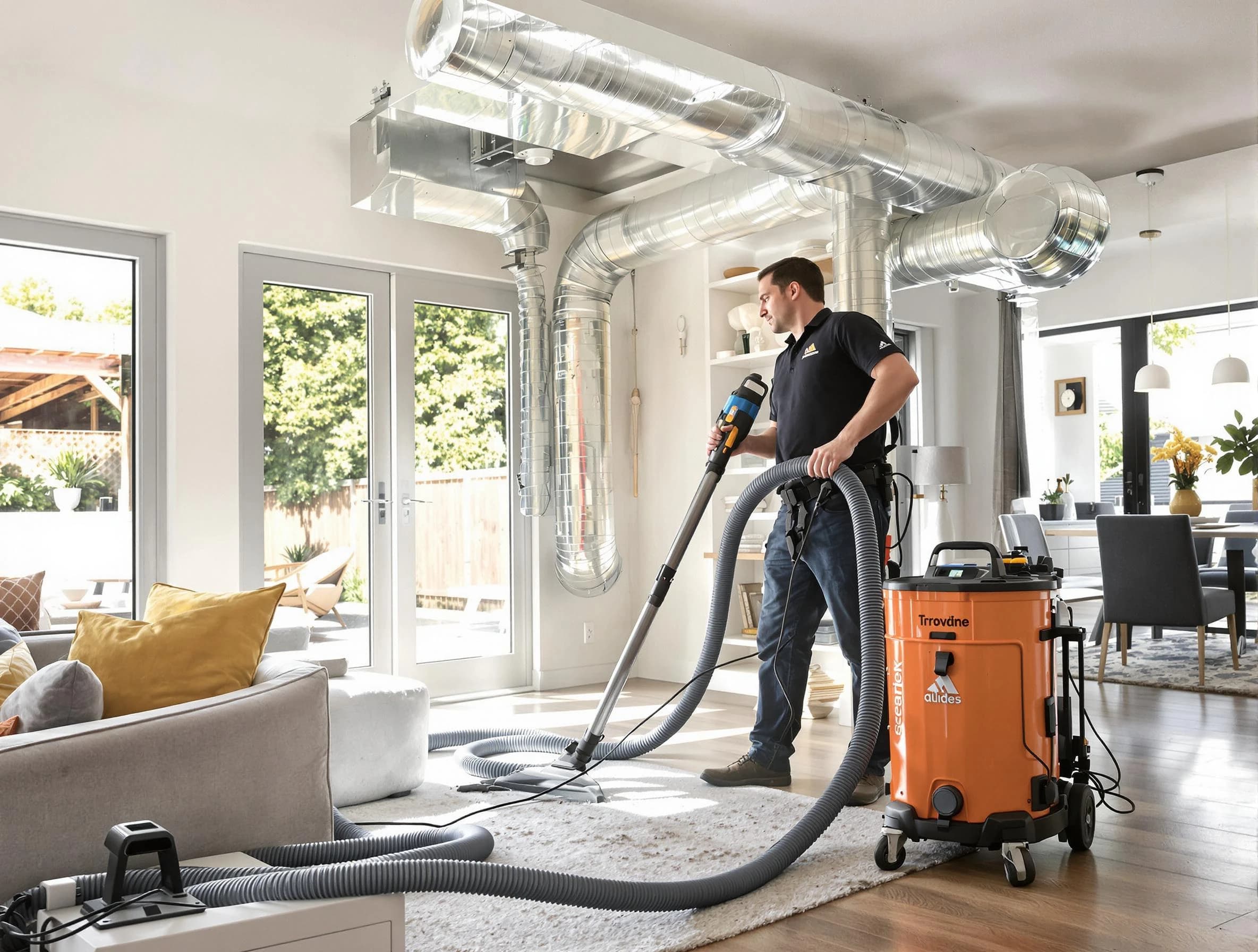 Superior Air Duct Cleaning specialist performing thorough residential duct cleaning using advanced equipment in Superior