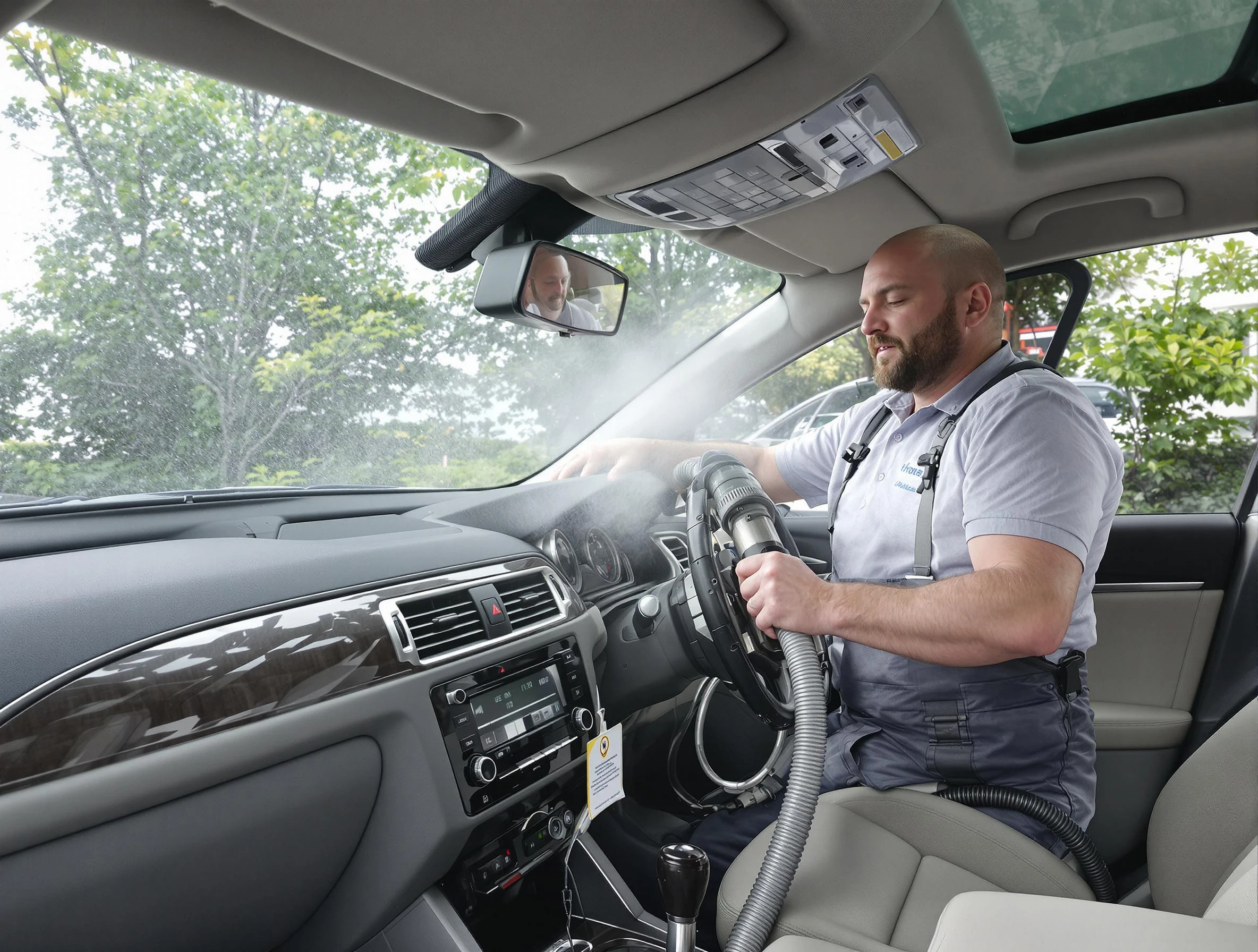 Superior Air Duct Cleaning specialist performing professional car duct cleaning in Superior