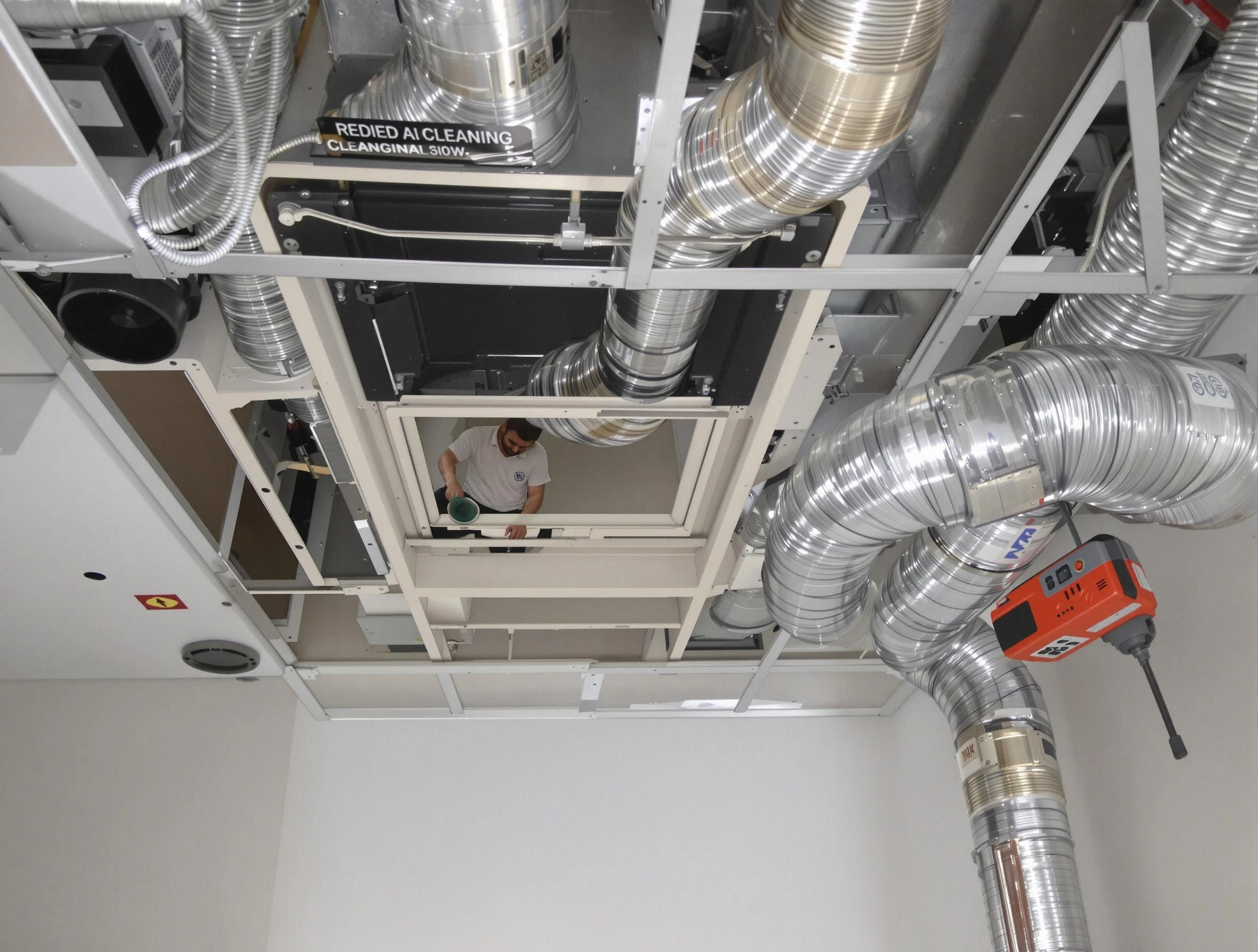 Superior Air Duct Cleaning technician performing detailed central duct system cleaning in Superior